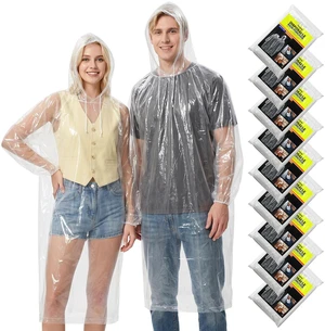 Disposable Rain Ponchos for Adults, 9 Pack Emergency Ponchos | Waterproof, Lightweight, Clear Raincoats with Drawstring Hood & Elastic Cuffs, Individually Packed for Travel Camping Hiking Disposable Rain Ponchos for Adults, 9 Pack Emergency Ponchos | Waterproof, Lightweight, Clear Raincoats with Drawstring Hood & Elastic Cuffs, Individually Packed for Travel Camping Hiking