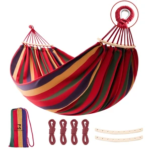 Hammock, Cotton Canvas Hammock Portable Camping Hammock with Carrying Bag Two Anti Roll Balance Beam Metal Carabiner Ropes and Tree StrapsSuit for Indoor,Yard,Camping,Outdoor-Rainbow Hammock, Cotton Canvas Hammock Portable Camping Hammock with Carrying Bag Two Anti Roll Balance Beam Metal Carabiner Ropes and Tree StrapsSuit for Indoor,Yard,Camping,Outdoor-Rainbow
