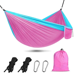 Camping Hammock 500lbs Portable Lightweight Single or Double Hammock with Tree Straps and Carry Bag for Camping Backpacking Hiking Travel Beach Outdoor Indoor (Blue and Pink) Camping Hammock 500lbs Portable Lightweight Single or Double Hammock with Tree Straps and Carry Bag for Camping Backpacking Hiking Travel Beach Outdoor Indoor (Blue and Pink)