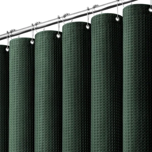Waffle Shower Curtain 256 GSM Heavy Duty Fabric 72"x72" Dark Green | Thick Textured Cloth, Weighted Hem, Water Repellent Washable, Hotel Luxury Polyester Shower Curtain Set for Bathroom 12 Hooks Waffle Shower Curtain 256 GSM Heavy Duty Fabric 72"x72" Dark Green | Thick Textured Cloth, Weighted Hem, Water Repellent Washable, Hotel Luxury Polyester Shower Curtain Set for Bathroom 12 Hooks