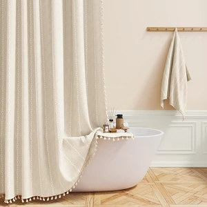 Cream Boho Farmhouse Linen Heavy Duty Shower Curtain Set, 72x72, Beige | 330GSM Linen Blend, Water Repellent, Vintage Striped Fabric, 12 Plastic Hooks, Rustic Country, Machine Washable, for Bathroom Cream Boho Farmhouse Linen Heavy Duty Shower Curtain Set, 72x72, Beige | 330GSM Linen Blend, Water Repellent, Vintage Striped Fabric, 12 Plastic Hooks, Rustic Country, Machine Washable, for Bathroom