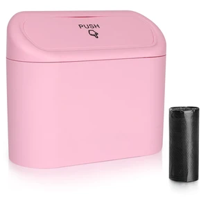 Car Trash Can with Lid, Vehicle Trash Bin Car Dustbin Garbage Organizer Holder with One Roll Trash Bag, Portable Hanging Mini Leakproof Cars Storage Bag Container for Auto, SUV, Office (Pink) Car Trash Can with Lid, Vehicle Trash Bin Car Dustbin Garbage Organizer Holder with One Roll Trash Bag, Portable Hanging Mini Leakproof Cars Storage Bag Container for Auto, SUV, Office (Pink)