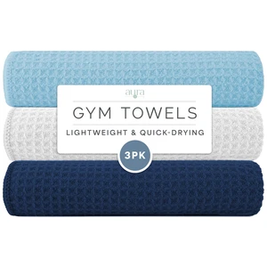 Microfiber Gym Towels, 3 Pack, 16" x 27", Honeycomb Assorted Blue | Absorbent and Lightweight, Quick-Dry, Compact for Gym Bag, Yoga and Travel, Machine Washable Microfiber Gym Towels, 3 Pack, 16" x 27", Honeycomb Assorted Blue | Absorbent and Lightweight, Quick-Dry, Compact for Gym Bag, Yoga and Travel, Machine Washable