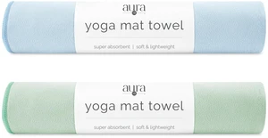Aura Microfiber Yoga Mat Towel, 2 Pack, 26.5" x 72", Blue & Green | Soft and Absorbent, Quick-Dry for Gym, Pilates, and Hot Yoga, Compact for Gym Bag, Machine Washable Aura Microfiber Yoga Mat Towel, 2 Pack, 26.5" x 72", Blue & Green | Soft and Absorbent, Quick-Dry for Gym, Pilates, and Hot Yoga, Compact for Gym Bag, Machine Washable
