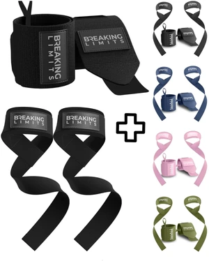Set of Lifting Straps & Wrist Wraps - 2 Wrist Bandages, 2 Lifting Aids - Strength Training, Weight Lifting, Bodybuilding, Lift Training, Powerlifting, One Size | (Black) Set of Lifting Straps & Wrist Wraps - 2 Wrist Bandages, 2 Lifting Aids - Strength Training, Weight Lifting, Bodybuilding, Lift Training, Powerlifting, One Size | (Black)