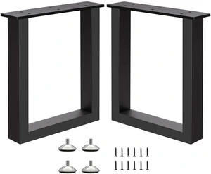 16" Metal Bench, Desk & Coffee Table Legs, Heavy Duty Furniture Feet with Adjustable Protectors, Black End & Side Table Legs (H16 x W11.8, Set of 2) 16" Metal Bench, Desk & Coffee Table Legs, Heavy Duty Furniture Feet with Adjustable Protectors, Black End & Side Table Legs (H16 x W11.8, Set of 2)