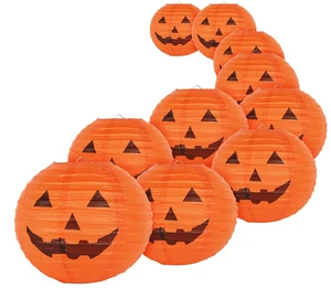 10 Inch Halloween Paper Pumpkin Lanterns Jack-O-Lanterns Hanging Halloween Decorations Outdoor Indoor Halloween Party Decorations, Pack of 10 10 Inch Halloween Paper Pumpkin Lanterns Jack-O-Lanterns Hanging Halloween Decorations Outdoor Indoor Halloween Party Decorations, Pack of 10