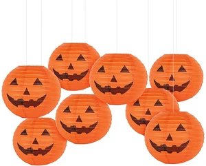 12 Inch Halloween Paper Pumpkin Lanterns Jack-O-Lanterns Hanging Halloween Decorations Outdoor Indoor Party Decorations, Pack of 8 12 Inch Halloween Paper Pumpkin Lanterns Jack-O-Lanterns Hanging Halloween Decorations Outdoor Indoor Party Decorations, Pack of 8