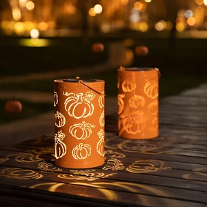 10.75" H Fall Metal Pumpkin Lantern Decor Solar Powered LED Lantern Autumn Harvest Decorative Lanterns Thanksgiving Hanging or Standing Porch Decor Halloween Table Indoor Outdoor Decor 10.75" H Fall Metal Pumpkin Lantern Decor Solar Powered LED Lantern Autumn Harvest Decorative Lanterns Thanksgiving Hanging or Standing Porch Decor Halloween Table Indoor Outdoor Decor