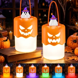 2 Pack Halloween Pumpkin Lanterns, Light Up Jack O Lantern Halloween Decor | Rechargeable Pumpkin Lamp with Lanyard, 6 Colors LED Pumpkin Lights Indoor & Outdoor for Halloween Party Favor Decorations 2 Pack Halloween Pumpkin Lanterns, Light Up Jack O Lantern Halloween Decor | Rechargeable Pumpkin Lamp with Lanyard, 6 Colors LED Pumpkin Lights Indoor & Outdoor for Halloween Party Favor Decorations