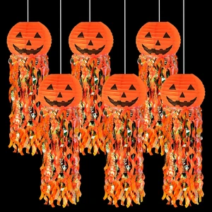 Pumpkin Paper Lanterns, 6 pcs Halloween Party Decorations - Halloween Paper Lanterns - for Outdoor Indoor Halloween Decorations Halloween Party Supplies Props Pumpkin Paper Lanterns, 6 pcs Halloween Party Decorations - Halloween Paper Lanterns - for Outdoor Indoor Halloween Decorations Halloween Party Supplies Props