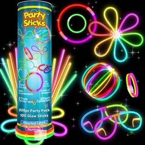 Bulk Party Supplies 205 Piece Glow in The Dark 100 Glow Sticks with Eye Glasses, Bracelets, and Connectors Bulk Party Supplies 205 Piece Glow in The Dark 100 Glow Sticks with Eye Glasses, Bracelets, and Connectors