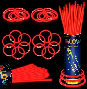 100 Pack 8" Red Glow Sticks Bulk - Glow Necklaces & Bracelets with Connectors, Bright Neon Glow in The Dark Party Favors Supplies for Christmas Halloween Birthday 4th of July New Year Wedding 100 Pack 8" Red Glow Sticks Bulk - Glow Necklaces & Bracelets with Connectors, Bright Neon Glow in The Dark Party Favors Supplies for Christmas Halloween Birthday 4th of July New Year Wedding