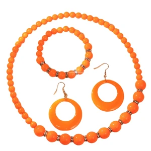 3Pcs Colorful Acrylic Round Beaded Necklace Bracelet Earrings Set Vintage Lightweight Resin Neon Beads Choker Necklace Geometric Statement Necklace for Women 70S 80S Costume Party Jewelry-Neon Orange 3Pcs Colorful Acrylic Round Beaded Necklace Bracelet Earrings Set Vintage Lightweight Resin Neon Beads Choker Necklace Geometric Statement Necklace for Women 70S 80S Costume Party Jewelry-Neon Orange