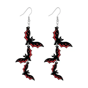 Halloween Bat Dangle Earrings Acrylic Triple Bat Drop EarringsRed | Gothic Jewelry, Costume Party, Women's Earrings, Bat Pendant Style Halloween Bat Dangle Earrings Acrylic Triple Bat Drop EarringsRed | Gothic Jewelry, Costume Party, Women's Earrings, Bat Pendant Style