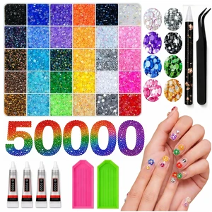 50000Pcs Rhinestones Bedazzling Kit, Bedazzler Kit with Rhinestones 30 Colors 3mm Flatback Resin Bedazzler Gems with 4Pcs 10ml B7000 Jewelry Glue for Bedazzled Thing Diamond Art Book Crafting Nail Kit 50000Pcs Rhinestones Bedazzling Kit, Bedazzler Kit with Rhinestones 30 Colors 3mm Flatback Resin Bedazzler Gems with 4Pcs 10ml B7000 Jewelry Glue for Bedazzled Thing Diamond Art Book Crafting Nail Kit
