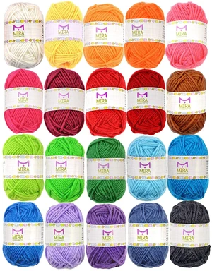20 Acrylic Yarn Skeins - 438 Yards Multicolored Yarn in Total Great Crochet and Knitting Starter Kit for Colorful Craft Assorted Colors 20 Acrylic Yarn Skeins - 438 Yards Multicolored Yarn in Total Great Crochet and Knitting Starter Kit for Colorful Craft Assorted Colors