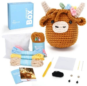 Brown Highland Cow Crochet Kit for Beginners, Craft for Adults | 30% Extra Yarn, Pre-Started First Round, Step-by-Step Video, PDF Guide, Printed Instructions, Hook, Safety Eyes, Teen Gift Brown Highland Cow Crochet Kit for Beginners, Craft for Adults | 30% Extra Yarn, Pre-Started First Round, Step-by-Step Video, PDF Guide, Printed Instructions, Hook, Safety Eyes, Teen Gift