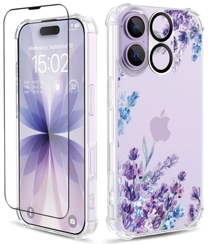 for iPhone 17 Case, 3 in 1 Screen & Lens Protectors, Floral Cover | Soft TPU Material | Clear Cute Flower Design | Shockproof Protection | Designed for Women & Girls for iPhone 17 Case, 3 in 1 Screen & Lens Protectors, Floral Cover | Soft TPU Material | Clear Cute Flower Design | Shockproof Protection | Designed for Women & Girls
