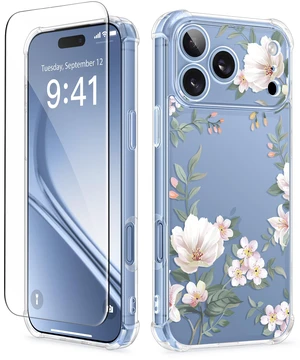 for iPhone 18 Pro Case/17 Pro Case Floral Clear Slim Women | Non-Yellowing, Screen Protector+Full Camera Protection, Shockproof Protective Case for 18/17 Pro, Magnolia/White for iPhone 18 Pro Case/17 Pro Case Floral Clear Slim Women | Non-Yellowing, Screen Protector+Full Camera Protection, Shockproof Protective Case for 18/17 Pro, Magnolia/White