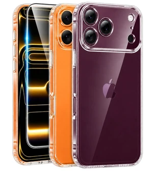 for iPhone 18 Pro Clear Case/17 Pro Clear Case,with Screen Protector,Transparent Phone Case, Shockproof Military-Grade Protection,Classic Hybrid 18/17 Pro Cover,Clear for iPhone 18 Pro Clear Case/17 Pro Clear Case,with Screen Protector,Transparent Phone Case, Shockproof Military-Grade Protection,Classic Hybrid 18/17 Pro Cover,Clear