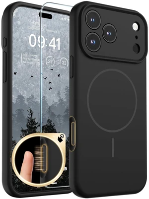 Silicone & Magnetic for iPhone 18 Pro Case Black | Compatible with MagSafe, Full Camera Protection with Screen Protector, Silicone Shockproof Phone Cover,Black Silicone & Magnetic for iPhone 18 Pro Case Black | Compatible with MagSafe, Full Camera Protection with Screen Protector, Silicone Shockproof Phone Cover,Black