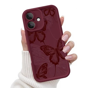 Case for iPhone 17, Silicone Shockproof Cover Women | Soft Silicone TPU, Raised Bezels, Precise Cutouts, Shock Protection, Easy Install, Burgundy Red Butterfly Case for iPhone 17, Silicone Shockproof Cover Women | Soft Silicone TPU, Raised Bezels, Precise Cutouts, Shock Protection, Easy Install, Burgundy Red Butterfly