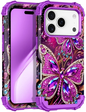for iPhone 18 Pro Case,Three Layer Heavy Duty Shockproof Protection Hard Plastic Bumper +Soft Silicone Rubber Protective Case for Apple iPhone 18 Pro 6.3 inch,Glow in The Dark-Diamond Purple for iPhone 18 Pro Case,Three Layer Heavy Duty Shockproof Protection Hard Plastic Bumper +Soft Silicone Rubber Protective Case for Apple iPhone 18 Pro 6.3 inch,Glow in The Dark-Diamond Purple