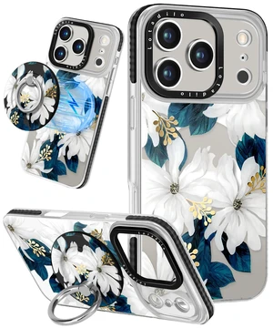 for iPhone 18 Pro/17 Pro Case with Stand, Blue Flower | Compatible with Magsafe, Magnetic Ring Holder, Cute Girly Pattern, Phone Cover for Women Teen Girls, TPU Bumper Protection for iPhone 18 Pro/17 Pro Case with Stand, Blue Flower | Compatible with Magsafe, Magnetic Ring Holder, Cute Girly Pattern, Phone Cover for Women Teen Girls, TPU Bumper Protection