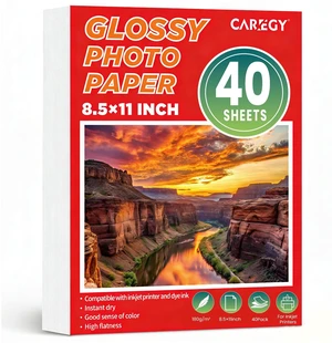 40 Sheets Single Sided Glossy Photo Paper for Inkjet, 8.5x11 Inches, | 180GSM Printer Picture for Inkjet Printer with Dye Ink 40 Sheets Single Sided Glossy Photo Paper for Inkjet, 8.5x11 Inches, | 180GSM Printer Picture for Inkjet Printer with Dye Ink
