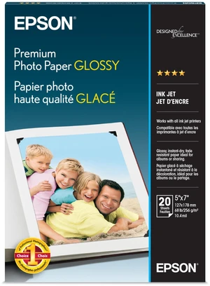 Premium Photo Paper Glossy 5x7 20 sheets S041464 | High-gloss, heavyweight paper creates durable, smudge- and water-resistant photos for albums and frames Premium Photo Paper Glossy 5x7 20 sheets S041464 | High-gloss, heavyweight paper creates durable, smudge- and water-resistant photos for albums and frames