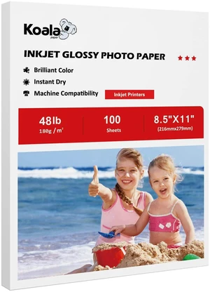 Glossy Inkjet Photo Paper 8.5X11 Inches 48lb 100 Sheets | Glossy Photographic Paper Compatible with Inkjet Printer Use Dye Ink 180GSM Glossy Inkjet Photo Paper 8.5X11 Inches 48lb 100 Sheets | Glossy Photographic Paper Compatible with Inkjet Printer Use Dye Ink 180GSM