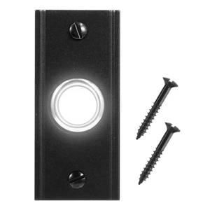 Heavy Duty Metal Lighted Doorbell Push Button, 2.7inch Black Rectangle LED Door Bell Switch Home Wall Mounted Buttons Wired Opener Universal Hardware Garage Front Doors, White Light Heavy Duty Metal Lighted Doorbell Push Button, 2.7inch Black Rectangle LED Door Bell Switch Home Wall Mounted Buttons Wired Opener Universal Hardware Garage Front Doors, White Light