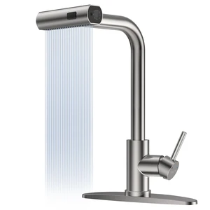 4-Mode Kitchen Sink Faucet, Pull Down Sprayer, Brushed Nickel | Lead-Free NSF Certified, High Arc, Stainless Steel, Single Handle, Kitchen Faucets, 1 or 3 Hole, Farmhouse Laundry RV Bar 4-Mode Kitchen Sink Faucet, Pull Down Sprayer, Brushed Nickel | Lead-Free NSF Certified, High Arc, Stainless Steel, Single Handle, Kitchen Faucets, 1 or 3 Hole, Farmhouse Laundry RV Bar