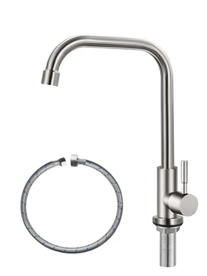 Cold Only Water Faucet Single Hole Kitchen Sink Faucet SUS304 Stainless Steel Brushed Nickel Cold Only Water Faucet Single Hole Kitchen Sink Faucet SUS304 Stainless Steel Brushed Nickel