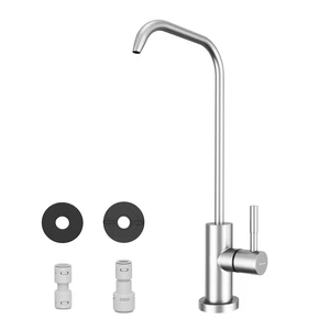 RO Drinking Water Faucet, Brushed Nickel, 1/4" & 3/8" Connectors | Lead-Free SUS 304 Waterway, 7-Shaped Spout, 360° Swivel, 90° Lever Control, Double-Seal Design, Tool-Free Installation RO Drinking Water Faucet, Brushed Nickel, 1/4" & 3/8" Connectors | Lead-Free SUS 304 Waterway, 7-Shaped Spout, 360° Swivel, 90° Lever Control, Double-Seal Design, Tool-Free Installation