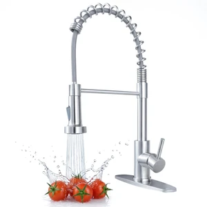 Kitchen Faucet with Pull Down Sprayer, Brushed Nickel, High-Arc | Stainless Steel, Lead-Free NSF Certified, Single-Handle, 360° Swivel Spout, 1 or 3 Hole for Farmhouse RV Laundry Bar Sink Kitchen Faucet with Pull Down Sprayer, Brushed Nickel, High-Arc | Stainless Steel, Lead-Free NSF Certified, Single-Handle, 360° Swivel Spout, 1 or 3 Hole for Farmhouse RV Laundry Bar Sink