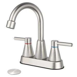 4" Bathroom Sink Faucet, 2-Handle Brush Nickel, Pop-Up Drain Included | 360° swivel spout, ceramic cartridge, 20% water-saving aerator, RV ready 4" Bathroom Sink Faucet, 2-Handle Brush Nickel, Pop-Up Drain Included | 360° swivel spout, ceramic cartridge, 20% water-saving aerator, RV ready
