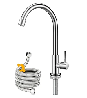 Brushed Nickel Cold Water Faucet Only,Single Handle Single Hole SUS304 Stainless Steel Cold Water Faucet for Kitchen.Outdoor(Stainless Steel nut, Longer Threaded Rod) Brushed Nickel Cold Water Faucet Only,Single Handle Single Hole SUS304 Stainless Steel Cold Water Faucet for Kitchen.Outdoor(Stainless Steel nut, Longer Threaded Rod)