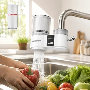 T9-UF Faucet Water Filter for Kitchen Sink, with Smart Display | NSF/ANSI 42 Certified Tap Water Purifier, 0.01 Micron Ultrafiltration, 400 Gallon Capacity, White, with 1 Replacement T9-UF Faucet Water Filter for Kitchen Sink, with Smart Display | NSF/ANSI 42 Certified Tap Water Purifier, 0.01 Micron Ultrafiltration, 400 Gallon Capacity, White, with 1 Replacement