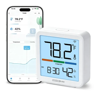 Indoor WiFi Thermometer Hygrometer with App Email Notification | Wireless bluetooth smart digital humidity temperature monitor,remote sensor,2.4G wifi,LCD display,for bedroom,wine cellar Indoor WiFi Thermometer Hygrometer with App Email Notification | Wireless bluetooth smart digital humidity temperature monitor,remote sensor,2.4G wifi,LCD display,for bedroom,wine cellar