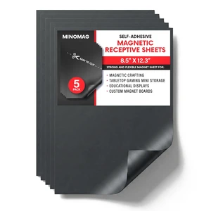 Magnet Receptive Ferrous Sheets with Strong Adhesive Backing, Flexible Rubber Sheet Metal for Arts, Crafts, Storage, Organization, 8.5 x 12.3 (Pack of 5) Magnet Receptive Ferrous Sheets with Strong Adhesive Backing, Flexible Rubber Sheet Metal for Arts, Crafts, Storage, Organization, 8.5 x 12.3 (Pack of 5)