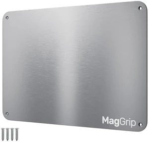 9 inches x 6.5 inches Stainless Steel Plate for Magnets, 3M Adhesive Back, Mounting Screws, Ideal for Magnetic Shelf, Spice Holders, Fridge Magnets. Mount Anywhere! (Silver, 1 Pack) 9 inches x 6.5 inches Stainless Steel Plate for Magnets, 3M Adhesive Back, Mounting Screws, Ideal for Magnetic Shelf, Spice Holders, Fridge Magnets. Mount Anywhere! (Silver, 1 Pack)