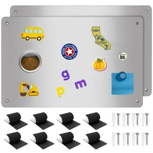 2Pack Magnetic Board,17.1" x 11.8" Magnet Display,for Magnets and Bulletin Board,Suitable for Wall, Refrigerator, Compartment, Cabinet etc,Comes with Dual Lock Tape for Easy Hanging (Silver) 2Pack Magnetic Board,17.1" x 11.8" Magnet Display,for Magnets and Bulletin Board,Suitable for Wall, Refrigerator, Compartment, Cabinet etc,Comes with Dual Lock Tape for Easy Hanging (Silver)