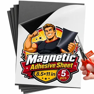 Self-Stick Adhesive Magnetic Sheets, 8.5x11" (22x28cm), 5 pcs | Customizable Magnetic Paper, Cut to Size, For Photos, Labels & Stickers, For Fridge, Lockers, Whiteboard & Office Crafts Self-Stick Adhesive Magnetic Sheets, 8.5x11" (22x28cm), 5 pcs | Customizable Magnetic Paper, Cut to Size, For Photos, Labels & Stickers, For Fridge, Lockers, Whiteboard & Office Crafts