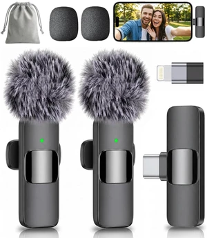 (Latest Model - Wireless Mini Microphone for iPhone, iPad, Android - 2 Pack Lavalier Microphone for Video Recording - iPhone Mic Crystal Clear Recording for Content Creators with Pouch (Latest Model - Wireless Mini Microphone for iPhone, iPad, Android - 2 Pack Lavalier Microphone for Video Recording - iPhone Mic Crystal Clear Recording for Content Creators with Pouch