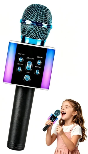 Wireless Bluetooth Karaoke Microphone for Kids & Adults, Singing Mic with Disco Lights, Voice Changer, Built-in Speaker, Portable Karaoke Player for Party & Travel Gifts(Blue) Wireless Bluetooth Karaoke Microphone for Kids & Adults, Singing Mic with Disco Lights, Voice Changer, Built-in Speaker, Portable Karaoke Player for Party & Travel Gifts(Blue)