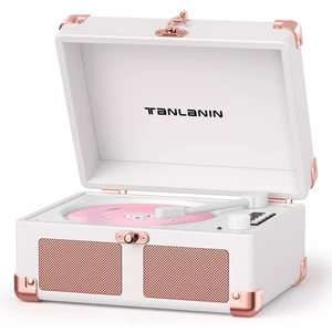 Vintage CD Player with Speakers, Bluetooth Input/Output, White | Rechargeable portable retro CD player with LED display, USB, AUX and headphone jack, for bedroom décor, dorms and gifting Vintage CD Player with Speakers, Bluetooth Input/Output, White | Rechargeable portable retro CD player with LED display, USB, AUX and headphone jack, for bedroom décor, dorms and gifting