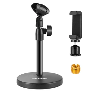 3 in 1 Desktop Microphone Stand, Height Adjustable Table Mic Stand | Iron material, 1lbs Round Base, with Mic Clip, Cell Phone Clip, 5/8" to 3/8" Metal Adapter for Podcast Livestream Recording 3 in 1 Desktop Microphone Stand, Height Adjustable Table Mic Stand | Iron material, 1lbs Round Base, with Mic Clip, Cell Phone Clip, 5/8" to 3/8" Metal Adapter for Podcast Livestream Recording