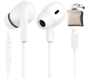 for USBC Wired Earbuds inEar Type C Headphones with Silicone Ear Tips, Portable Carrying Case, Mic & Volume Control Compatible with iPhone 17/16/15/15 Pro Max,Samsung-White for USBC Wired Earbuds inEar Type C Headphones with Silicone Ear Tips, Portable Carrying Case, Mic & Volume Control Compatible with iPhone 17/16/15/15 Pro Max,Samsung-White